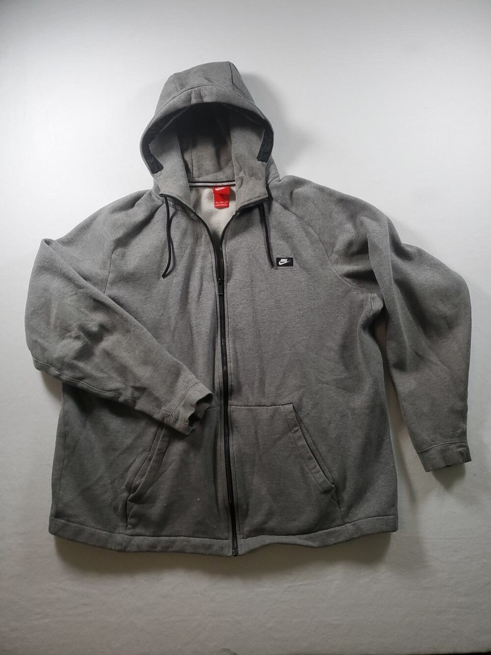 NIKE Full Zip Hoodie Sweatshirt Warm Up Jacket Heather Gray Mens Size 3XL Stains